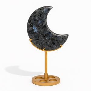 Larvikita, Cristal Natural en Forma de Luna Creciente, Piedra Preciosa Pulida para Sanación, Adorno de 50 mm, Tendencia de Moda para Decoración del Hogar y Oficina - Product Image 1