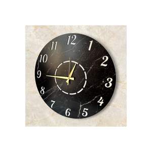Reloj de pared silencioso grande moderno de 50cm, diseño liso negro de madera estampado de mármol para regalo de salón de oficina - Product Image 3