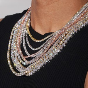 สร้อยคอเพชรมอิสซาไนท์ล็อคโซ่เทนนิสลายล่าสุดสไตล์ฮิปฮอปเครื่องประดับทองคุณภาพสูงสำหรับงานเลี้ยงของผู้หญิง - Product Image 2