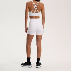 กางเกงขาสั้นออกกำลังกายโยคะเอวสูงสำหรับผู้หญิง-ผ้าสแปนเด็กซ์/โพลีเอสเตอร์ ผ้ารักษ์โลก ระบายอากาศ แห้งเร็ว ไซส์พลัส รับสกรีนโลโก้ - Product Image 3