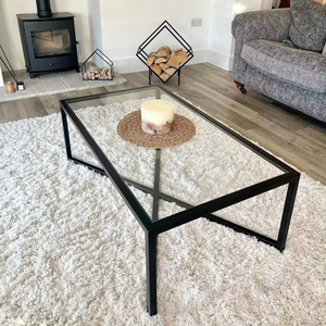 Grande table de salon vitrine en verre transparent Table centrale latérale Table décorative moderne Design standard - Product Image 1