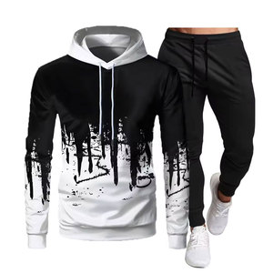 100% coton respirant survêtements Sublimation imprimé survêtements à capuche Design élégant en gros 2 pièces ensemble - Product Image 5