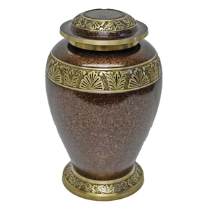 Urnes de crémation pour adultes en laiton de haute qualité avec bande de gravure urnes funéraires en métal fini marbre or et brun pour cendres humaines - Product Image 1