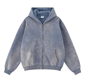 Sweat-shirts unisexes en molleton 380GSM personnalisés, poids lourd, vintage, fermeture éclair, coupe régulière, lavage à l'acide, respirant, coupe-vent, 100% coton - Product Image 6