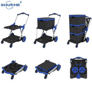 Carrito de Compras Plegable Industrial y Comercial SHUNHE OEM/ODM, de Dos Niveles, con 4 Ruedas, Plataforma, Carretilla de Mano, Herramientas - Product Image 1