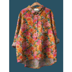 2025 verano elegante Oficina señoras nueva suelta Casual estampado <span class=keywords><strong>cuello</strong></span> vuelto Blusa <span class=keywords><strong>de</strong></span> manga larga <span class=keywords><strong>para</strong></span> mujer - Product Image 5