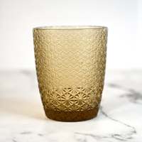 Ensemble de 2 verres à boire vintage à motif floral (vert olive et marron clair) – Design élégant pour collection de verrerie de fête