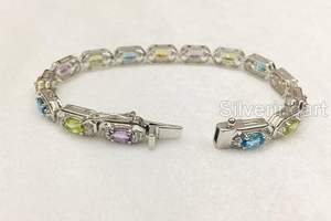 Pulsera de Mujer con Amatista Natural, Peridoto, Citrino, Topacio, Brazalete de Chakra con Piedras Preciosas, Joyería Hecha a Mano, Pulsera de Plata de Ley 925 - Product Image 5