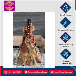 Lehenga choli kalamkari พิมพ์ลายพื้นเมืองอินเดียหรูหราผ้าจาริสำหรับงานแต่งงานงานปักผ้าโอกาสพิเศษ - Product Image 2