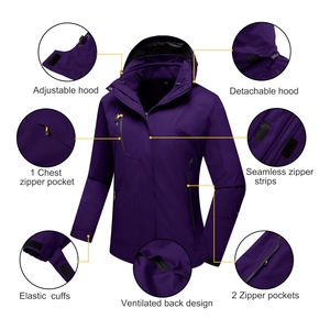 Chaqueta de esquí para mujer a prueba de viento Capucha desmontable Hombre Esquí y ropa de nieve Chaqueta de carrera de esquí de invierno - Product Image 6