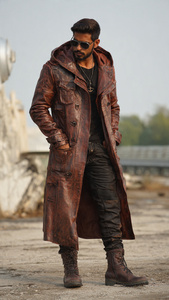 Otoño Invierno largo abrigo de cuero negro gabardina de cuero de vaca para hombre adulto nuevo abrigo largo de cuero genuino para hombre - Product Image 4