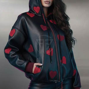 Sweat à capuche en cuir pour femme - Design équilibré, port confortable, style luxueux, intérieur doux, look élégant, coupe-vent et respirant - Product Image 6