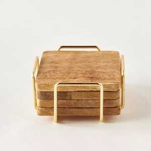 Custom <b>Polished</b> Walnut Beech Solid Wood Cup Mat Square Tea Cups Tabletop Coaster Wooden Craft Custom Products - Product Image 4