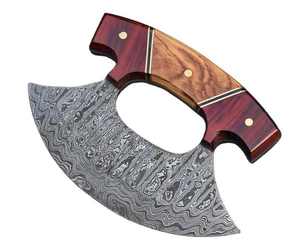 Venta caliente cuchillo Ulu de una sola hoja cuchillo Ulu de cocina de acero inoxidable de Damasco para la venta con mango de madera - Product Image 3