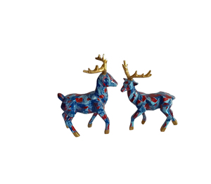 Handmade Resin Deer Wildlife Animal Statue Pair Energetic Longevity Decor for Home/Office Gift Showpiece - Product Image 1