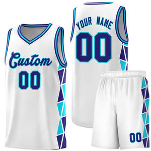 Vente en gros Maillot de basket-ball unisexe sans manches grande taille avec logo brodé sur mesure par sublimation bleu dégradé 100% - Product Image 5