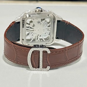 Montre à cadran en or jaune semi-glacé avec diamant VVS Lab Commandes en gros haut de gamme Diamètre 40mm Mouvement à quartz tendance Largeur de bande 20mm - Product Image 6