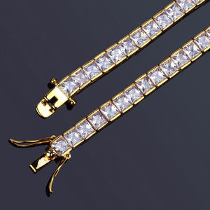 Design attrayant Mode de luxe sur commande Taille personnalisée 6 MM 14KT Or Coupe ronde Moissanite Diamant Chaîne de tennis pour hommes - Product Image 4