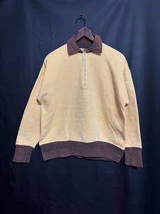 Chemise à manches longues en coton French Terry de haute qualité 400GSM, patchwork marron et jaune, fermeture éclair, design décontracté doux et confortable pour hommes - Product Image 3