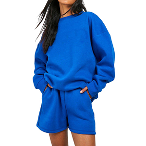 2025 OEM Cozy Oversized Pullover Lounge Shorts Women's Winter Fleece Sweatshirt Set Breathable Co-ord Tracksuit Wholesale - Product Image 5