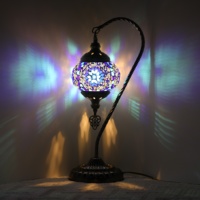 Lampe de Table décorative en mosaïque de style bohème, décoration de style turc, marocain, col de cygne, faite à la main, lampe de Table de chevet