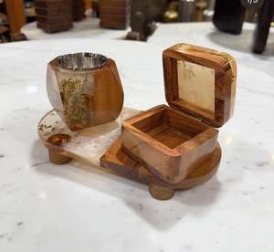 2026 New Arrival Wooden <b>incense</b> burner <b>Oud</b> Burner with Hand Painted Design & storage jar Bakhoor & Mubakhar Set At Factory Price - Product Image 4