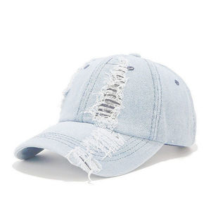 Gorra de algodón de 6 paneles con logotipo personalizado Sombrero de papá ajustable vintage Denim desgastado lavado para hombres y mujeres - Product Image 6