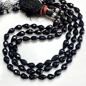 Vente en gros de perles en forme de goutte d'onyx noire à facettes fines pierres précieuses naturelles support perceuse gouttes perles pour bijoux - Product Image 5