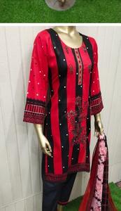 Trajes paquistaníes listos elegantes Shalwar Kameez de patrón sólido elegante más vendidos para mujeres en vestido de verano de talla grande para mujeres - Product Image 5