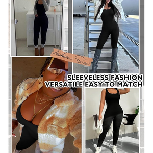 Monos sin costuras Yoga acanalado mono de una pieza para mujer entrenamiento Tank Tops mamelucos sin mangas ejercicio monos - Product Image 6