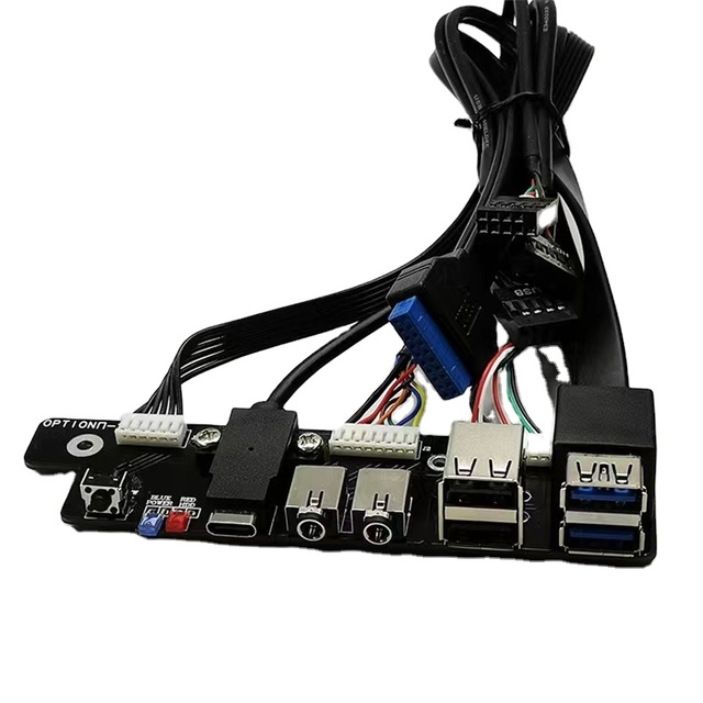 Dual USB Motherboard HD Audio Mic Speaker Power SW Button With LED Reset Type C Computer case Front Panel Power Switch Cable