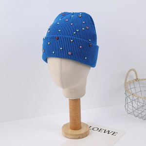 Sparkling Winter Beanie <b>Hat</b> Rhiny Diamond Rhinestone Fashion Yellow Winter Beanie <b>Hat</b> - Product Image 2