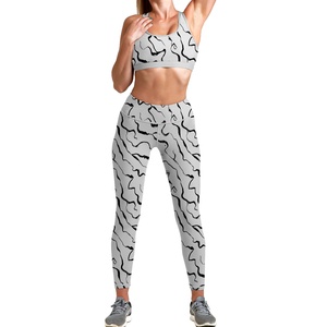 High Quality Sexy Girls <b>Tight</b> Sublimation High Waist Women Fitness Yoga Bra Legging Sets - Product Image 3