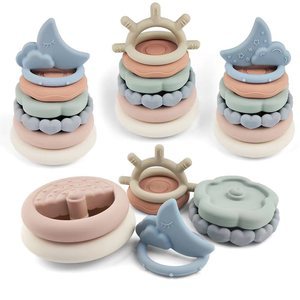 Giocattoli Impilabili Educativi per Neonati in Silicone Ecologico, Giocattoli per Ordinare e Impilare di Grado Alimentare per Bambini - Product Image 1
