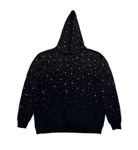 Unisex Glitter Rhinestone 100% Cotton Fleece Pullover <b>Hoodie</b> Warm Winter Eco-Friendly Breathable Streetwear Bulk Orders - Product Image 6