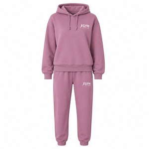 <b>Womens</b> <b>Purple</b> Regular Fit Hoodie & Jogger <b>Tracksuit</b> Set | Casual Gym Activewear Polyester/Cotton Fleece - Product Image 5