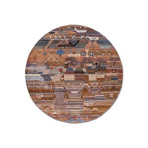 Alfombra Geométrica Grande Freedom Manchaha de Lana y Seda de Bambú, Anudada a Mano, en Rojo y Naranja, para Hogar y Pasillo - Les-8389 - Product Image 1