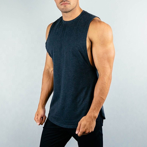 Débardeur uni pour homme, col montant, en coton doux, design tendance, chemise coupée, col montant, ourlet incurvé, débardeur, services OME ODM - Product Image 6