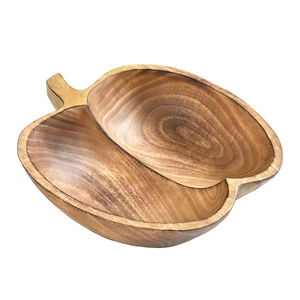 Tazón de madera natural torneado hecho a mano con forma de manzana de diseñador para buffet de restaurante y uso de comedor contemporáneo - Product Image 6