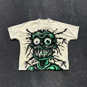 Wholesale Oversized Distressed DTG Print Boxy <b>Cropped</b> Graphic T-Shirts <b>Men</b> Custom Streetwear Cotton Short Sleeve O-Neck T-Shirt - Product Image 1