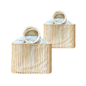 Sac à main polyvalent en bambou Panier en bambou fabriqué à la main pour la maison rustique Esthétique Tendance Design écologique pour les femmes - Product Image 1