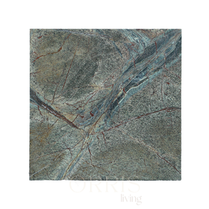 Mesita de Noche Contemporánea de Mármol Verde, Estructura Cuadrada Hecha a Mano, Base de Pedestal Cruzado Icónica, Moderna para Dormitorio, Comedor y Sala de Estar - Product Image 6