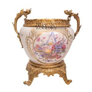 Cachepot décoratif classique de luxe, plaqué or antique - Product Image 5