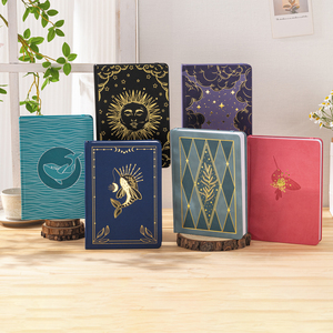 LABON Cahier mystique en cuir PU Journal céleste et fantaisie avec papillon <span class=keywords><strong>baleine</strong></span> étoile lune soleil en relief doré - Product Image 2
