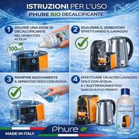 Décalcaissant liquide biodégradable Phure Eco-Friendly 500ml pour machines à café et bouilloires avec élimination de la calcaire
