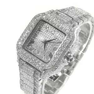 Montre unisexe en diamant moissanite VVS1 de haute qualité, vente chaude, bracelet en acier inoxydable et cuir, mouvement ETA, montre glacée hip hop - Product Image 1