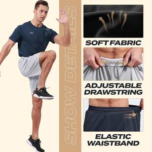 Short de gymnastique athlétique pour homme Short d'entraînement de basket-ball noir à séchage rapide avec poches avant Vêtements de sport décontractés écologiques - Product Image 2