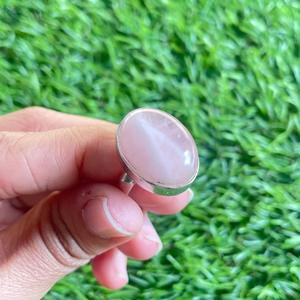 Anillo de diseñador clásico de Plata de Ley 925, piedra preciosa Natural de cuarzo rosa, ajuste de bisel de corte ovalado, piedra natal de enero, boda - Product Image 5