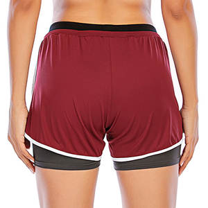 Femmes nouveau Style Yoga Shorts taille haute couleur unie respirant séchage rapide Logo décoration tissu usine prix de gros - Product Image 6