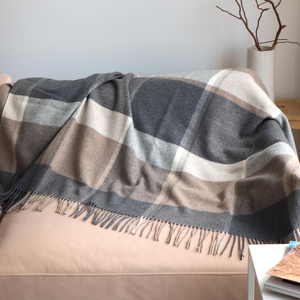 10% Cachemira/90% Lana Superfina Tejida Rayas Throw 130x190 cm Certificado por el OEKO-TEX con Flecos Regalo-En Caja - Product Image 2